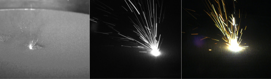 3 séquences d'observation de la fusion par faisceau laser