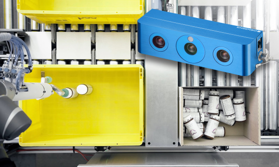 La solution robotique avec les caméras 3D Ensenso pour le prélèvement d'articles individuels détecte les objets inconnus de manière entièrement automatique, sans apprentissage préalable