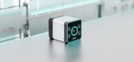 Caméra IDS Nion 3D sur une table, conception compacte pour applications industrielles