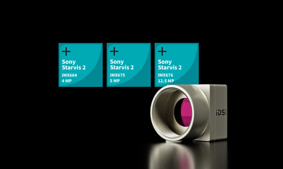 uEye CP estampillé Sony Starvis IMX664 4 MP, Sony Starvis IMX675 5 MP, Sony Starvis IMX676 12.5 MP.