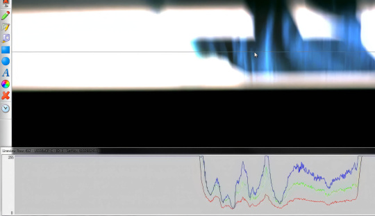 Image tirée de la suite logicielle IDS, avec un histogramme en bas.
