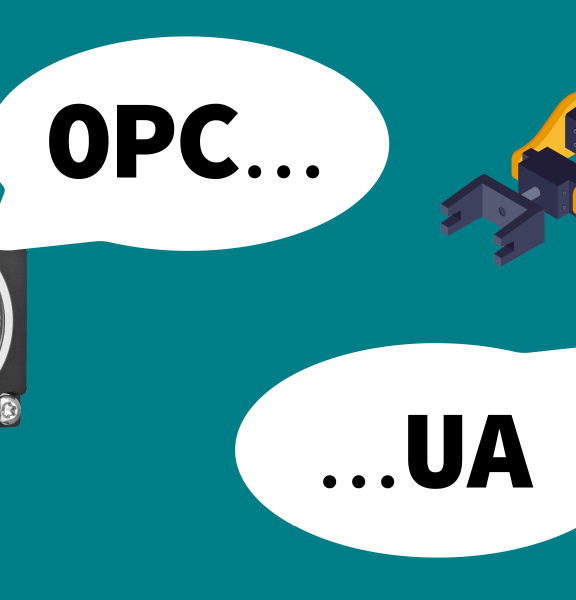 Caméra uEye et robot (chacun coupé) qui parlent entre eux dans des bulles sur OPC UA