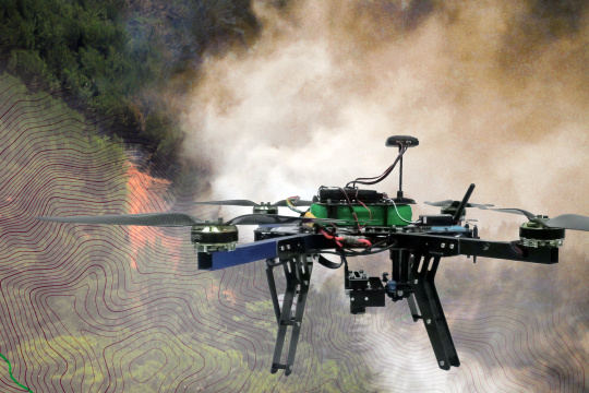 Caméras industrielles IDS intégrées dans un drone.