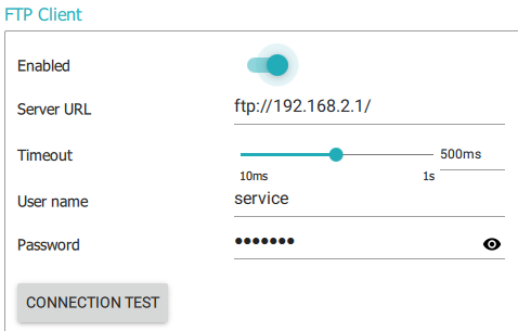 Capture d'écran du client FTP dans le cockpit IDS NXT.