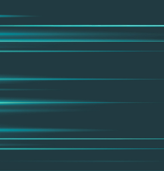 Traînées lumineuses turquoise sur un fond bleu foncé