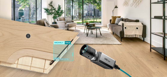 Collage d'une pièce avec parquet et caméra IDS NXT.