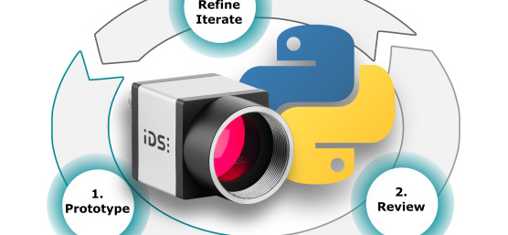 IDS uEye à côté du logo Python dans un circuit