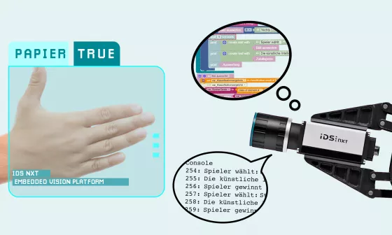 La caméra IDS NXT détecte une main plate grâce à l'intelligence artificielle