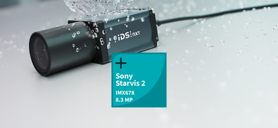 Le jet d'eau touche l'IDS NXT oslo, à côté du Sony Starvis 2 IMX678 Icon.