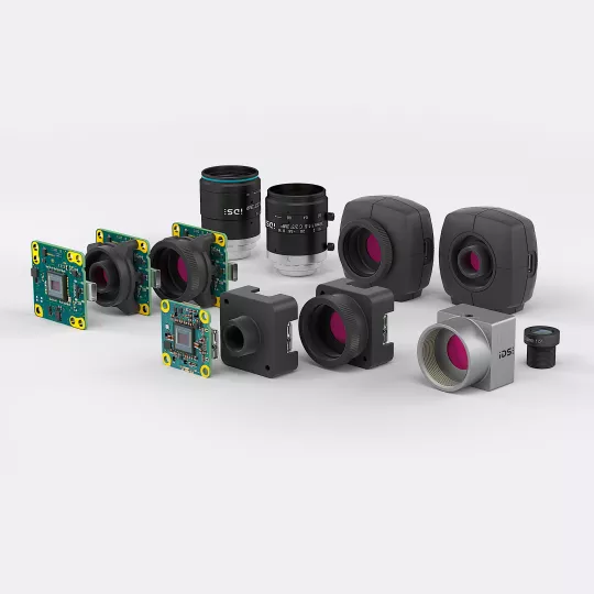 Caméras industrielles avec différentes variantes de boîtiers du portefeuille IDS Low-Cost
