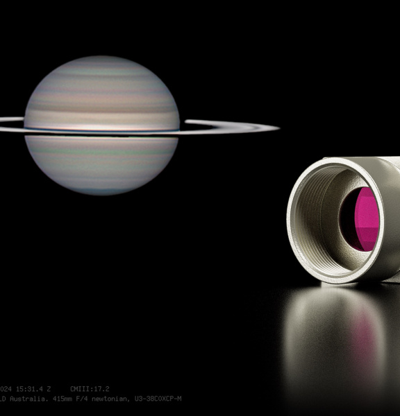 Caméra industrielle uEye XCP avec prise de vue télescopique de Saturne