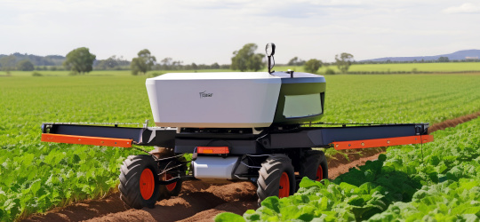 Hobot dans un champ de légumes en agriculture.