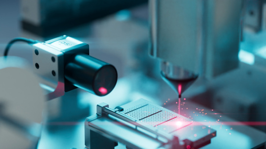 Une caméra IDS surveille un processus laser dans une application industrielle