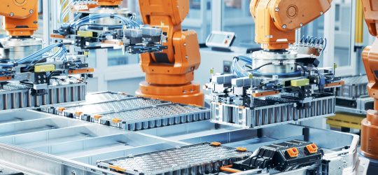 Des bras robotisés déplacent des objets dans une machine.