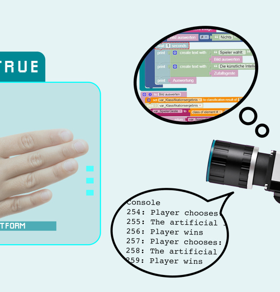 Jouer à « pierre, papier, ciseaux » contre une application de vision, adversaire IA