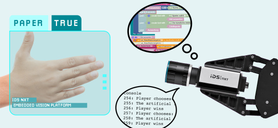 Jouer à « pierre, papier, ciseaux » contre une application de vision, adversaire IA