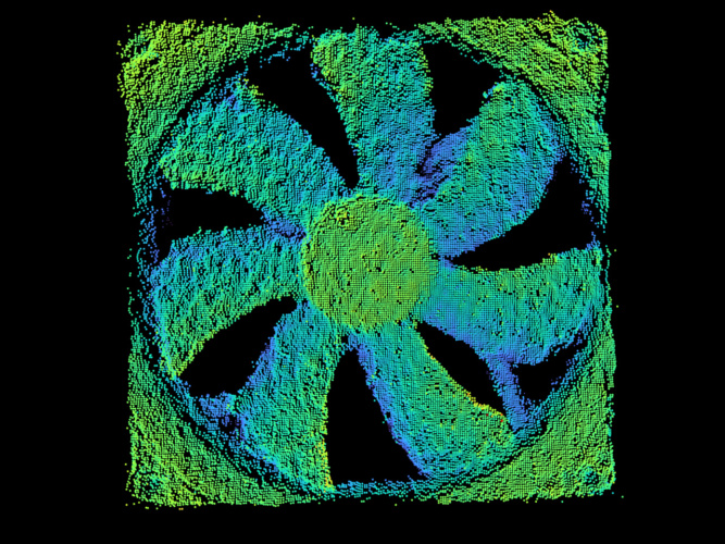 Nuage de points 3D coloré d'une hélice
