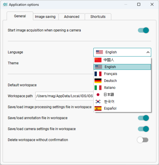 Changement de langue dans les paramètres de l'application (Light-Theme)