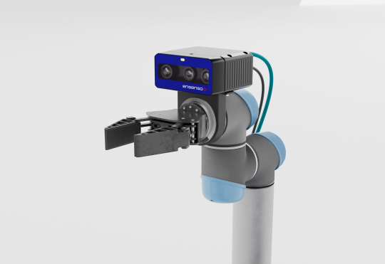 Caméra 3D Ensenso B sur bras de robot pour les tâches de picking