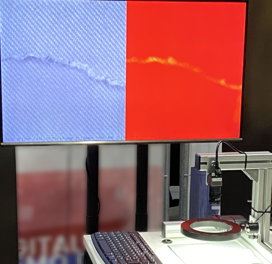 La caméra GigE Vision GV-5880CP d'IDS veille à une acquisition précise des images et à une analyse exacte des images lors du contrôle des morceaux de tissu – sentin GmbH