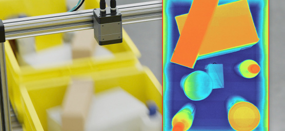Caméra 3D IDS Nion dans une application de convoyeur