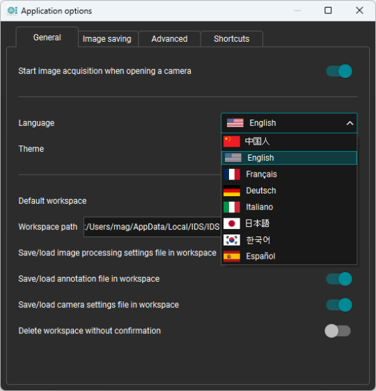Changement de langue dans les paramètres de l'application (Dark-Theme)