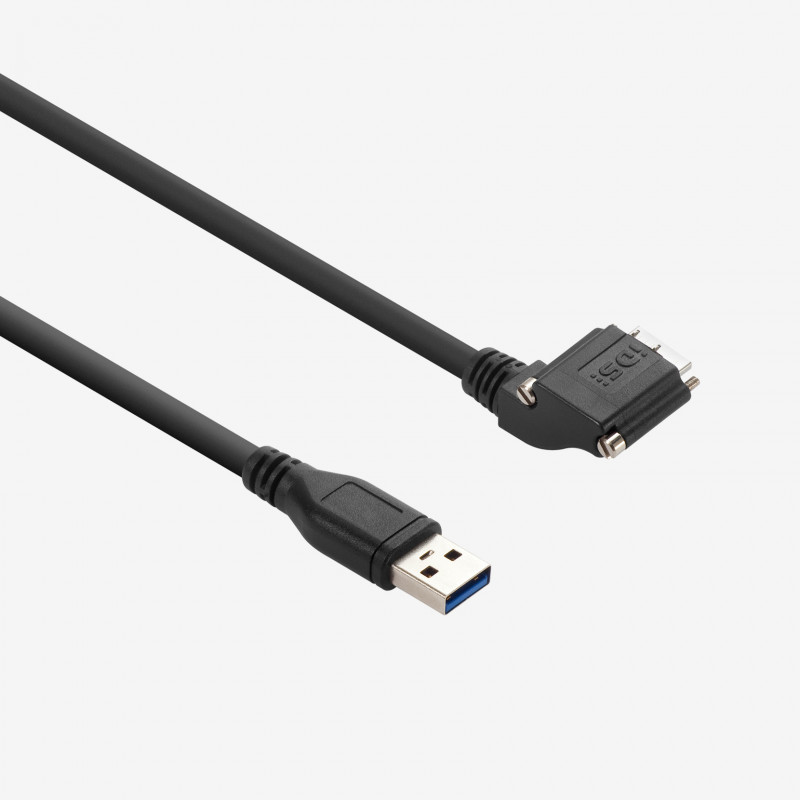 USB 3, câble standard, coudé vers la gauche, à visser, 3 m