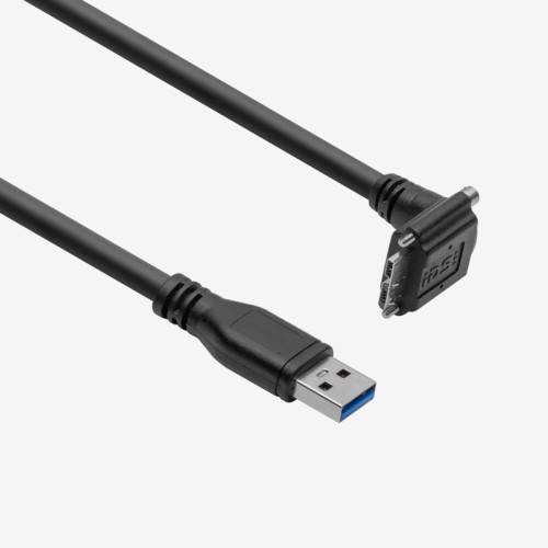 USB 3, câble standard, coudé vers le bas, à visser, 0,3 m