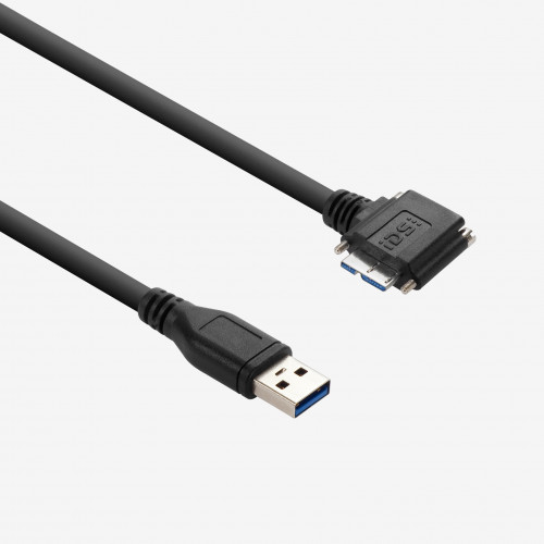 USB 3, câble standard, coudé vers la droite, à visser, 5 m