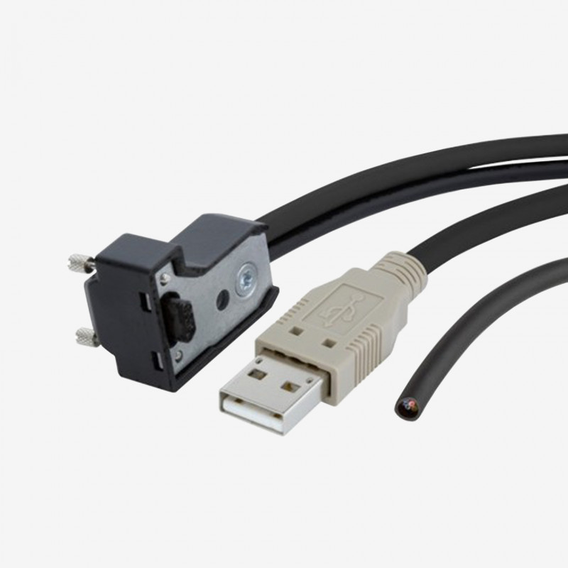 USB 2.0 et E/S, câble standard Y, coudé vers le bas, à visser, 3 m